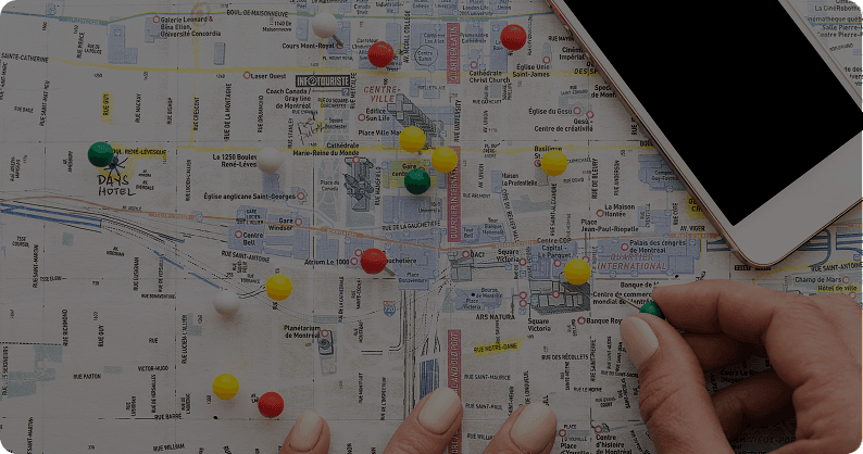 Map with location pins